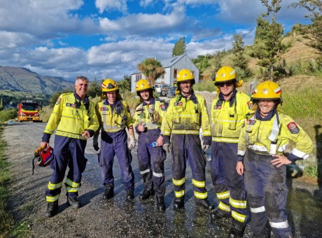 3. Frankton fire fighters at the Hansen Rd fire on Boxing Day 2022 from left Andrew Doole Marc Manderson Cole Hands Phil Kavanagh John Rassie and Jo Hicks Beach.