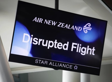 Flights disrupted sign Air NZ RNZ v2