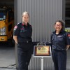 Makarora fire station Fire and Emergency Deputy Chief Executive Service Delivery Design Steph Rotarangi left and Makarora Rural Controller Careen Kemp 