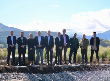 Ngai Tahu Milford Sound Representatives from Ngai Tahu Papatipu Milford Sound Tourism Skeggs Group Real NZ and Southland District Council marking the new partnership. Photo RNZ Katie Todd 