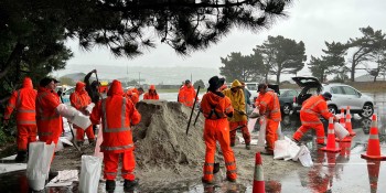 Sand bagging station South Dunedin