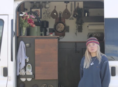Scotlands Orla Marshall lives in a van the only way she had been able to return to Queenstown to work after finding it too costly last winter. Photo RNZ Katie Todd