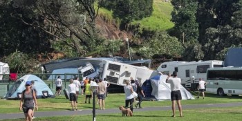 Several people are unaccounted for following a slip near a campsite in Mount Maunganui. Photo Shirley Thomas