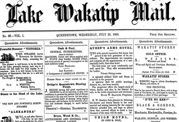 Wakatip Mail 1863