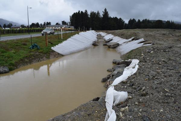 Stormwater channel carrying flow from Northlake through Hikuwai 30 9 18