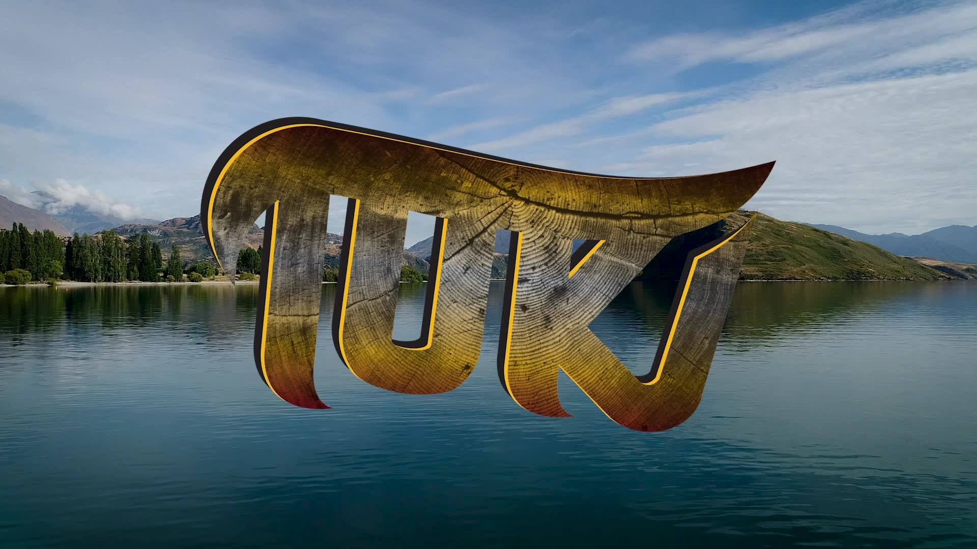 Tuki Festival Logo on background of Lake Waanaka